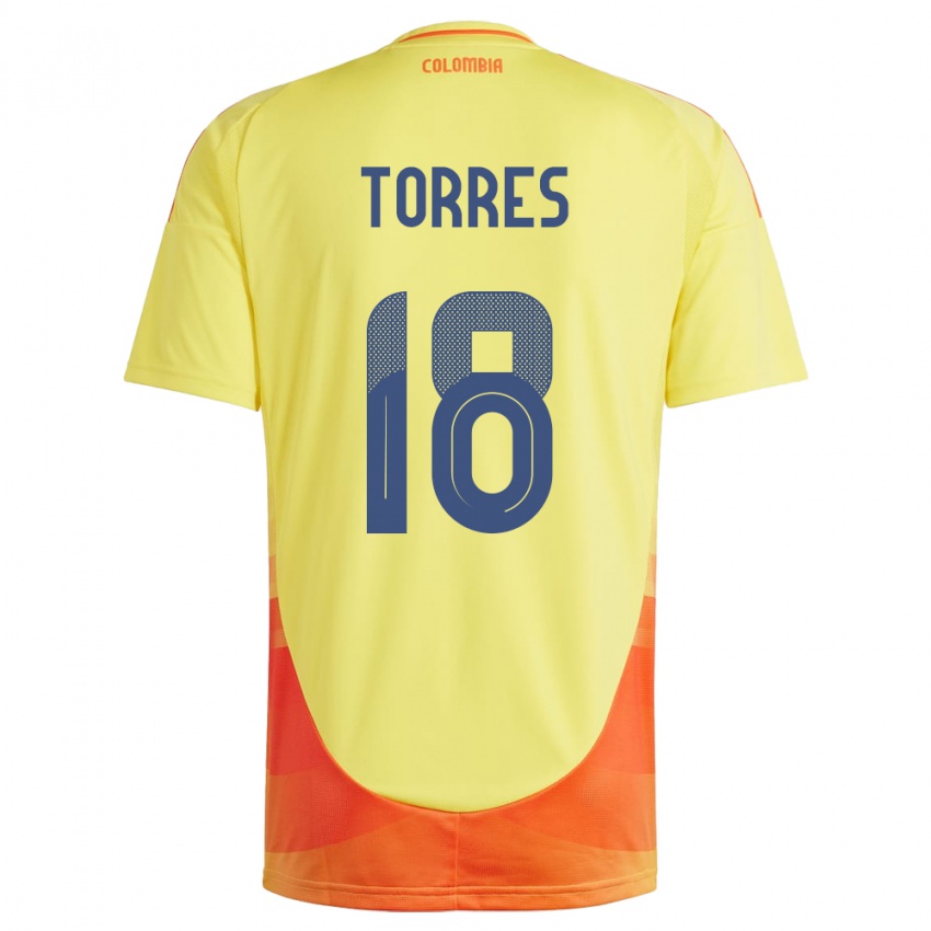 Niño Camiseta Colombia Jhojan Torres #18 Amarillo 1ª Equipación 24-26 La Camisa Argentina