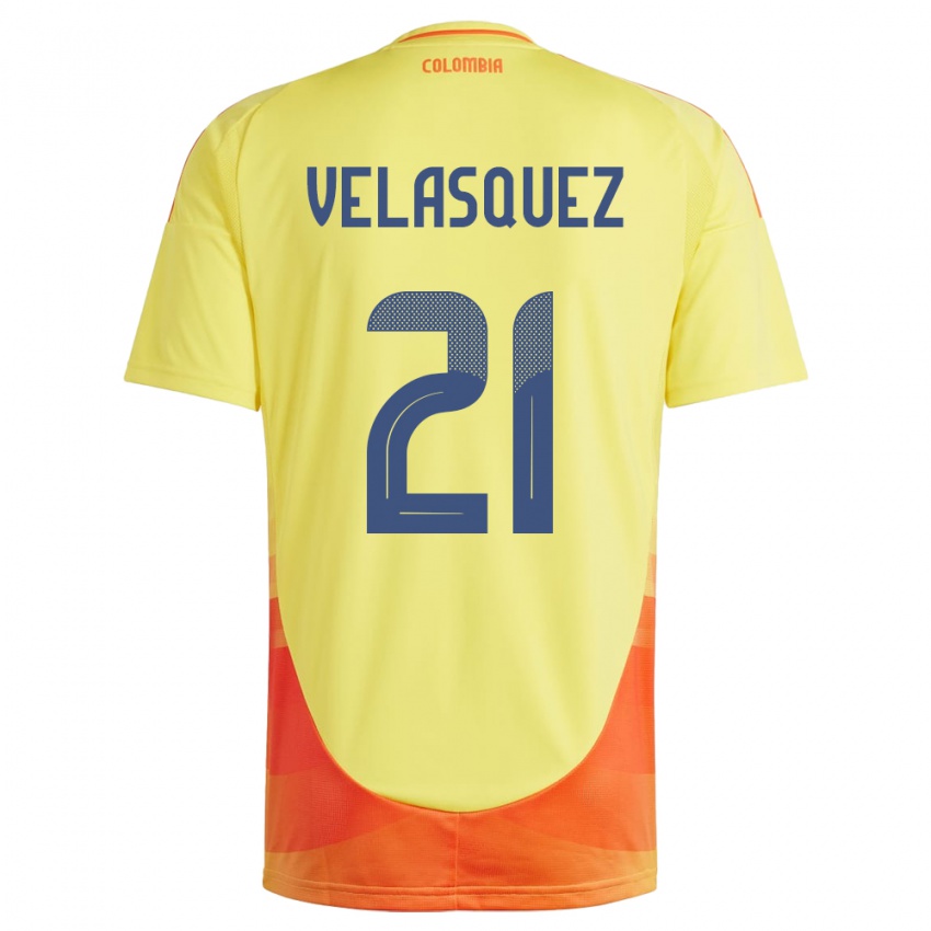 Niño Camiseta Colombia Samuel Velásquez #21 Amarillo 1ª Equipación 24-26 La Camisa Argentina