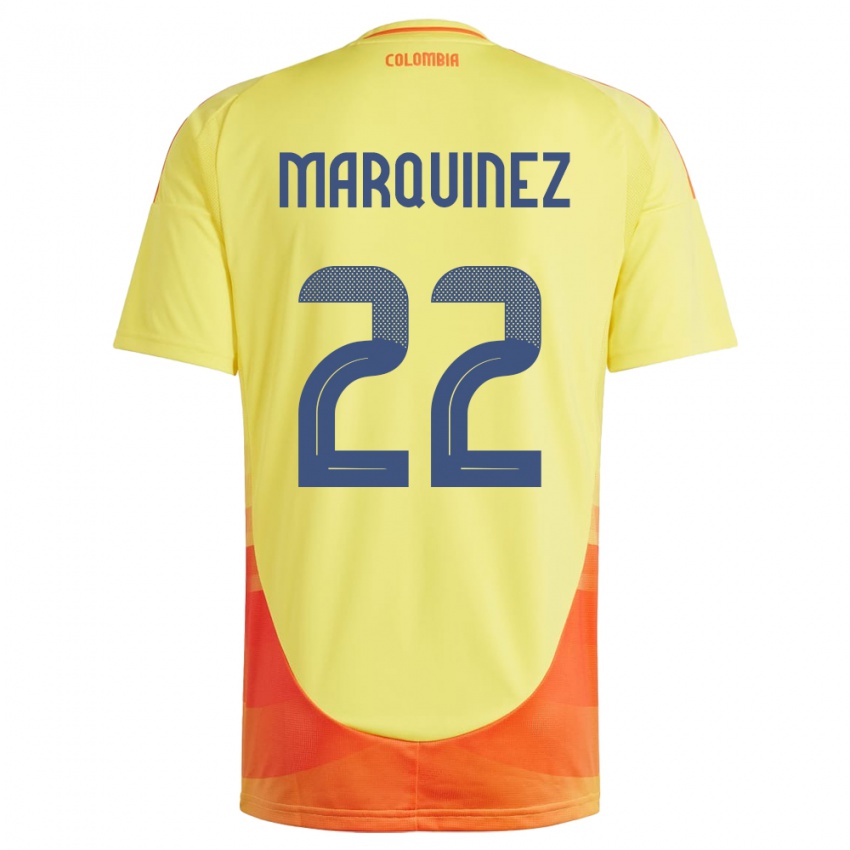 Niño Camiseta Colombia Luis Marquinez #22 Amarillo 1ª Equipación 24-26 La Camisa Argentina