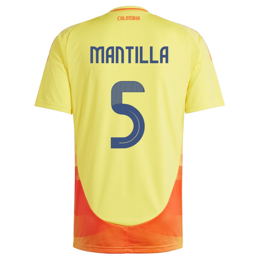 Niño Camiseta Colombia Kevin Mantilla #5 Amarillo 1ª Equipación 24-26 La Camisa Argentina