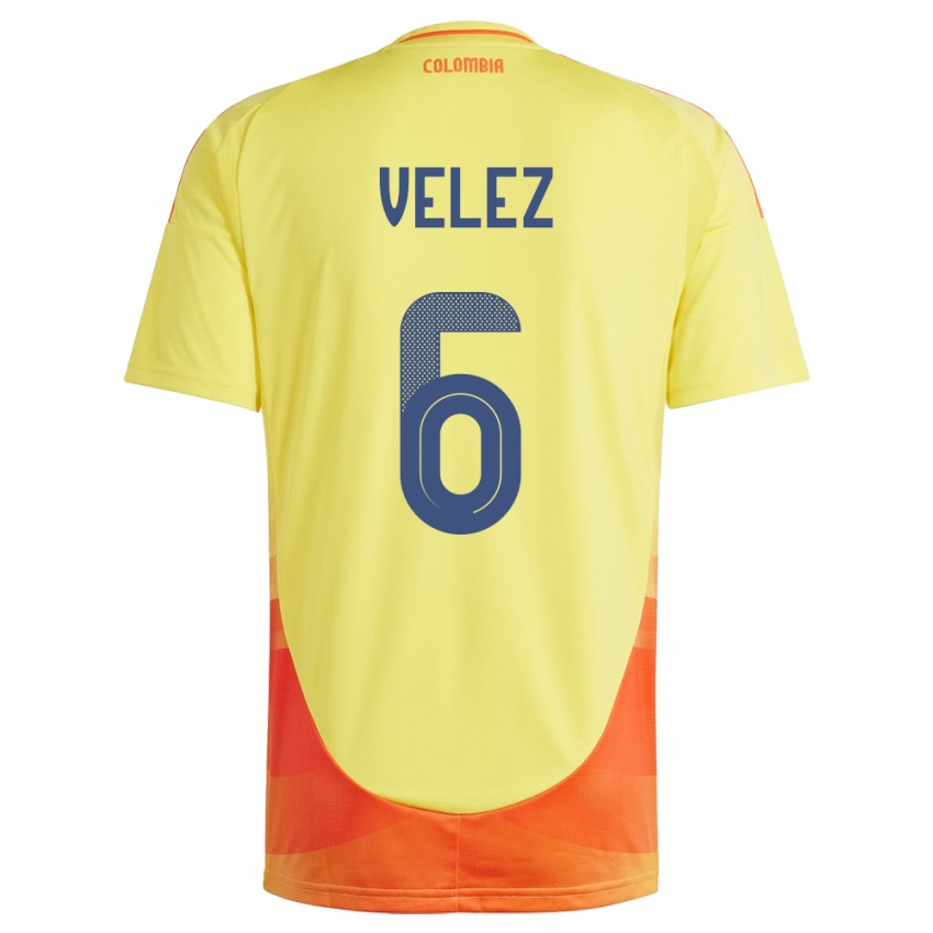 Niño Camiseta Colombia Jhon Vélez #6 Amarillo 1ª Equipación 24-26 La Camisa Argentina