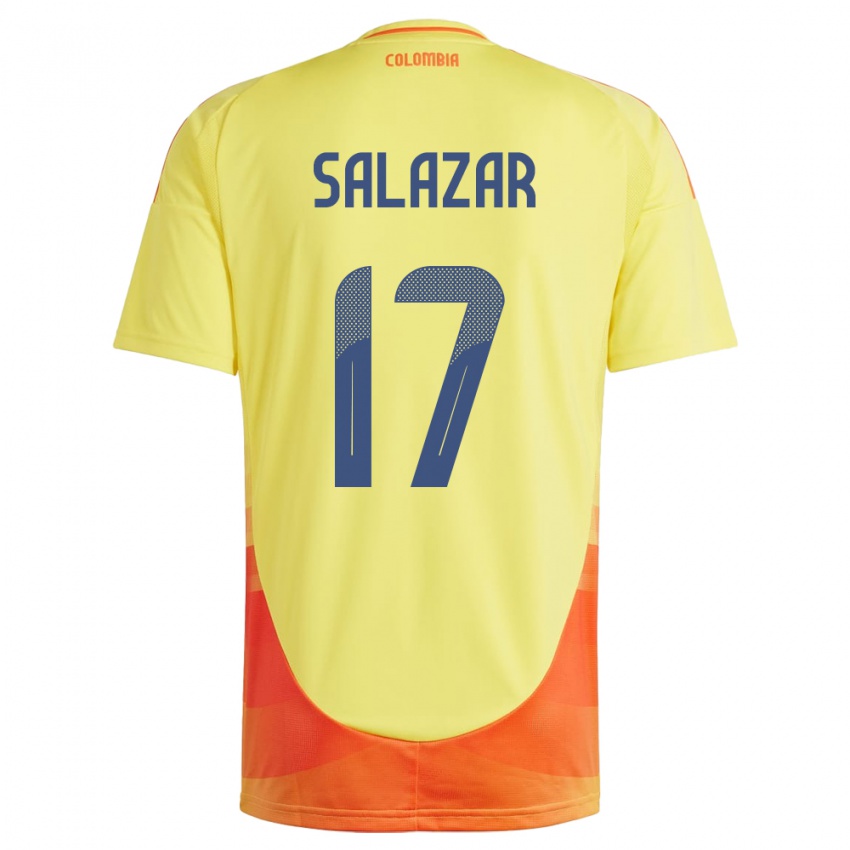 Niño Camiseta Colombia Andrés Salazar #17 Amarillo 1ª Equipación 24-26 La Camisa Argentina