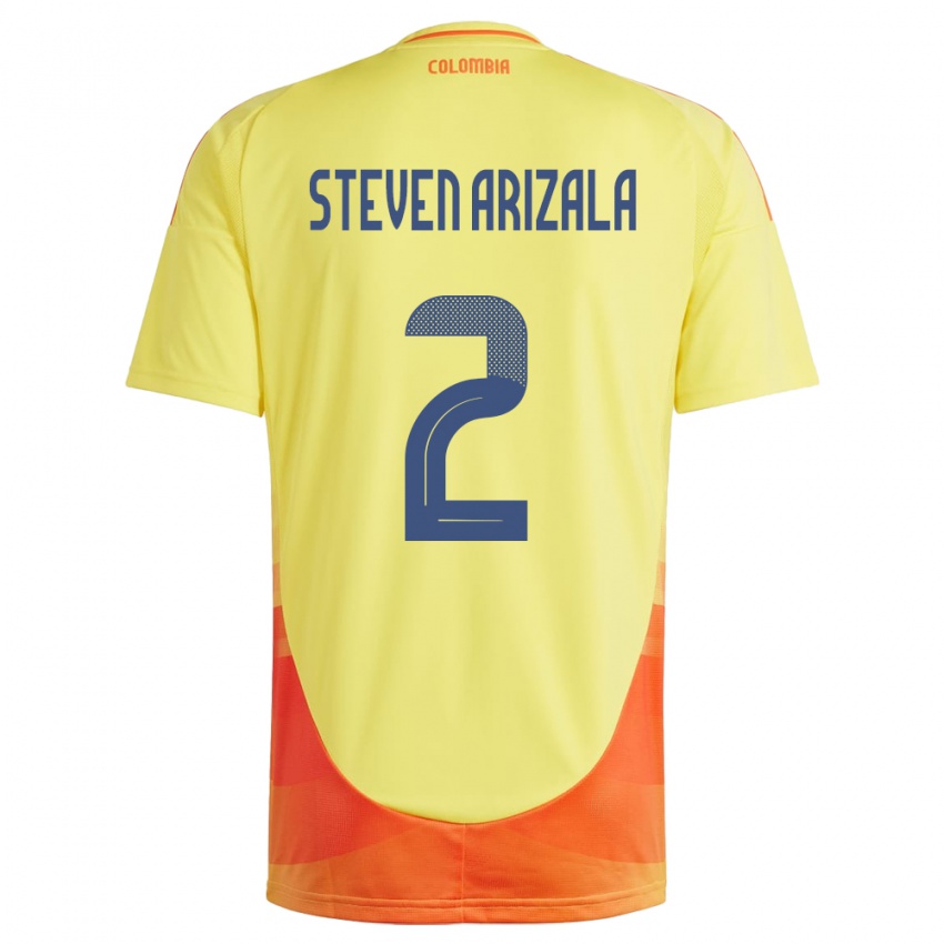 Niño Camiseta Colombia Elver Steven Arizala #2 Amarillo 1ª Equipación 24-26 La Camisa Argentina