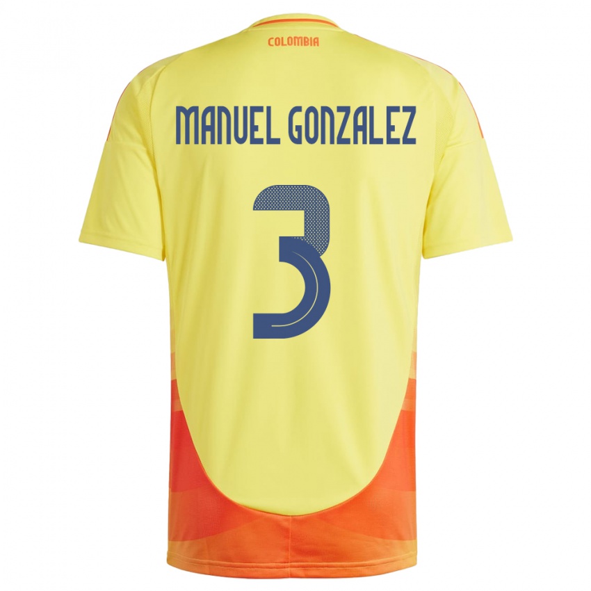 Niño Camiseta Colombia Carlos Manuel González #3 Amarillo 1ª Equipación 24-26 La Camisa Argentina