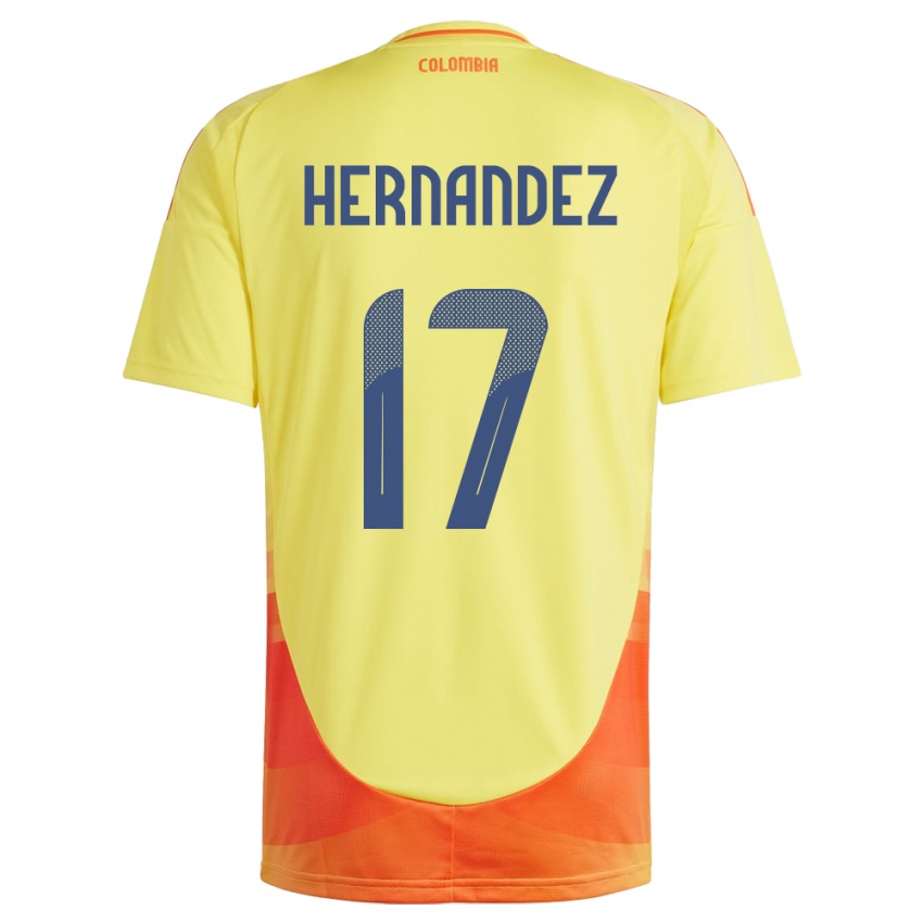 Niño Camiseta Colombia Jhoan Hernández #17 Amarillo 1ª Equipación 24-26 La Camisa Argentina