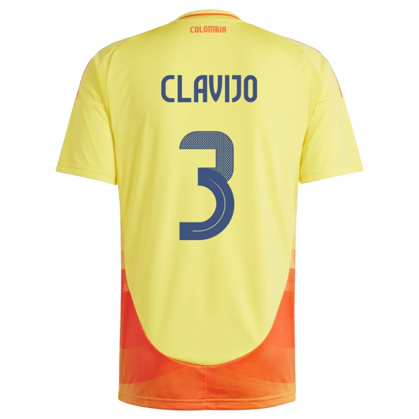 Niño Camiseta Colombia Ángela Clavijo #3 Amarillo 1ª Equipación 24-26 La Camisa Argentina