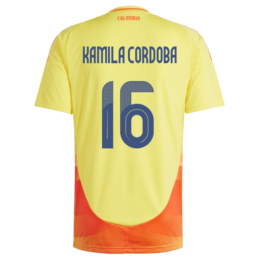 Niño Camiseta Colombia Sara Kamila Córdoba #16 Amarillo 1ª Equipación 24-26 La Camisa Argentina