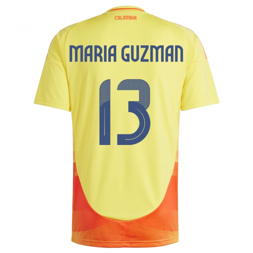 Niño Camiseta Colombia Ana María Guzmán #13 Amarillo 1ª Equipación 24-26 La Camisa Argentina