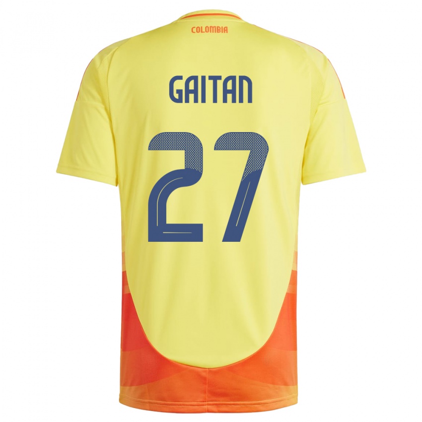 Niño Camiseta Colombia Natalia Gaitán #27 Amarillo 1ª Equipación 24-26 La Camisa Argentina