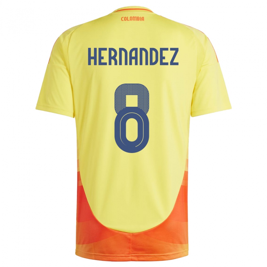 Niño Camiseta Colombia Natalia Hernández #8 Amarillo 1ª Equipación 24-26 La Camisa Argentina