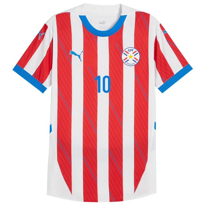 Niño Camiseta Paraguay Miguel Almirón #10 Blanco Rojo 1ª Equipación 24-26 La Camisa Argentina