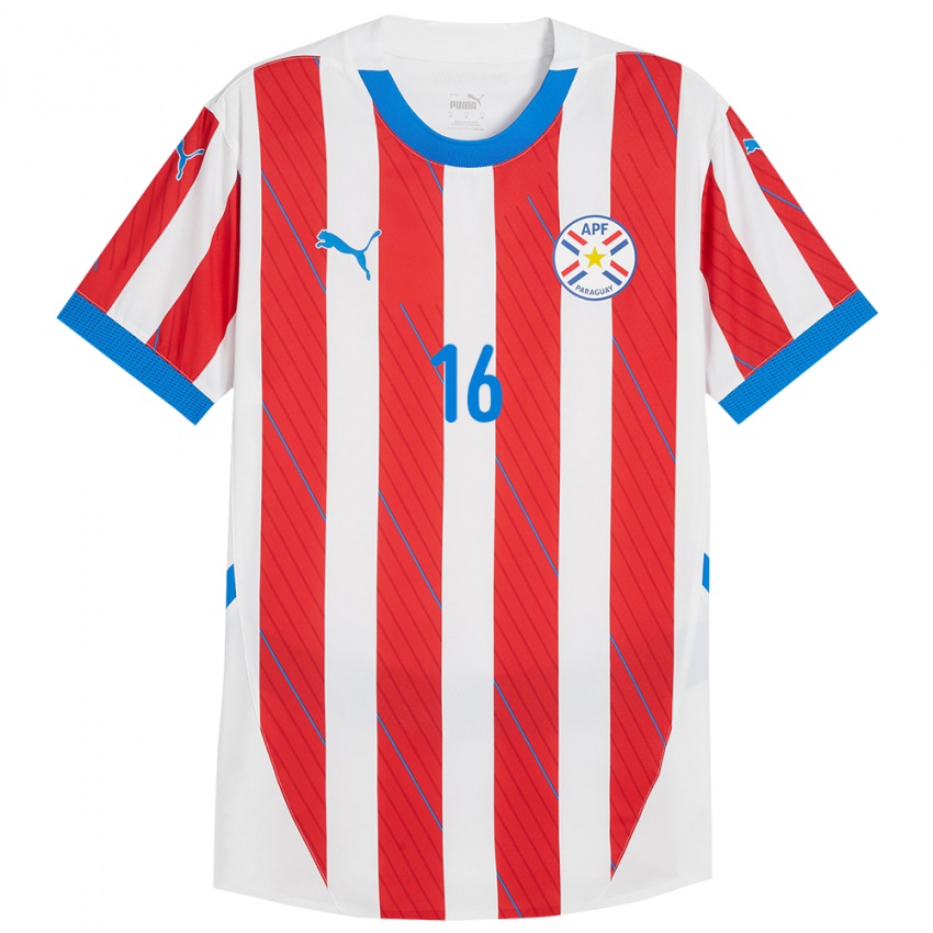 Niño Camiseta Paraguay Juan Cardozo #16 Blanco Rojo 1ª Equipación 24-26 La Camisa Argentina