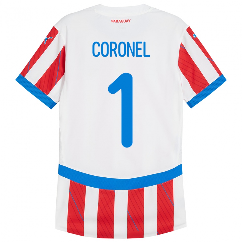 Niño Camiseta Paraguay Carlos Coronel #1 Blanco Rojo 1ª Equipación 24-26 La Camisa Argentina