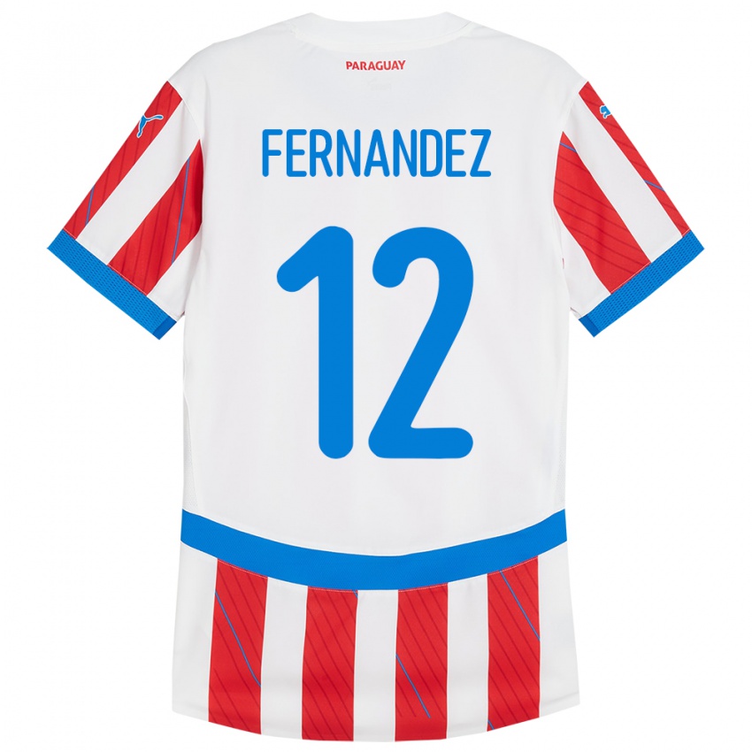 Niño Camiseta Paraguay Gatito Fernández #12 Blanco Rojo 1ª Equipación 24-26 La Camisa Argentina