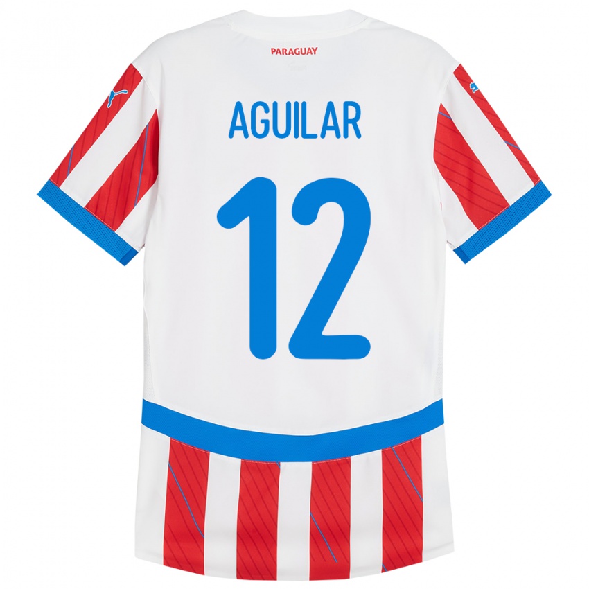 Niño Camiseta Paraguay Alfredo Aguilar #12 Blanco Rojo 1ª Equipación 24-26 La Camisa Argentina