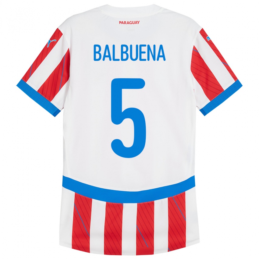 Niño Camiseta Paraguay Fabián Balbuena #5 Blanco Rojo 1ª Equipación 24-26 La Camisa Argentina