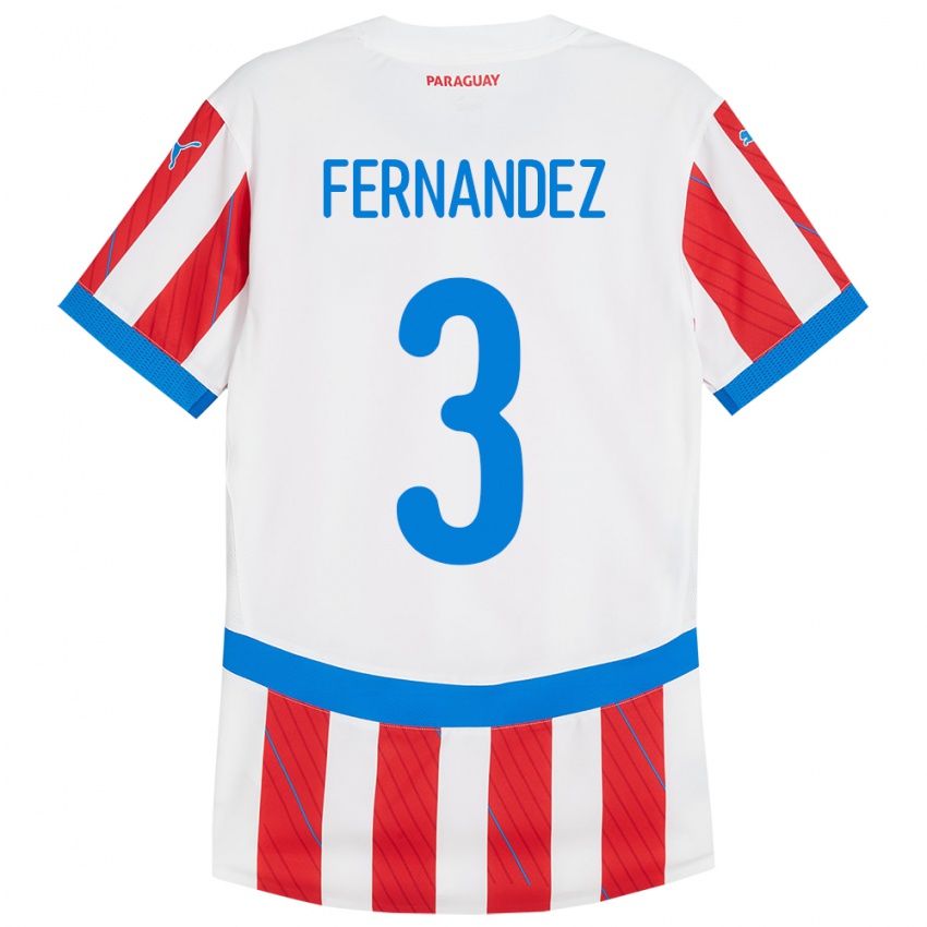 Niño Camiseta Paraguay Roberto Fernández #3 Blanco Rojo 1ª Equipación 24-26 La Camisa Argentina