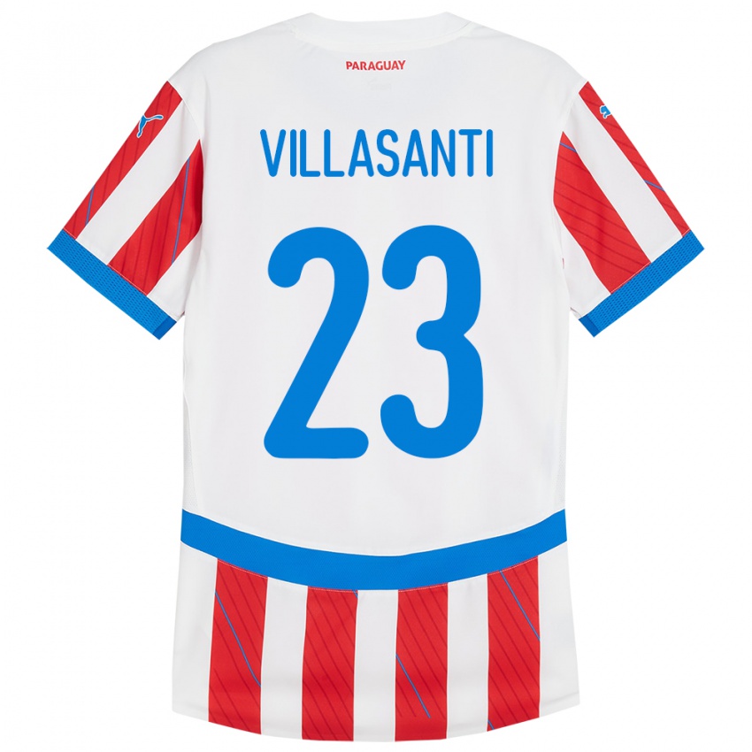 Niño Camiseta Paraguay Mathías Villasanti #23 Blanco Rojo 1ª Equipación 24-26 La Camisa Argentina