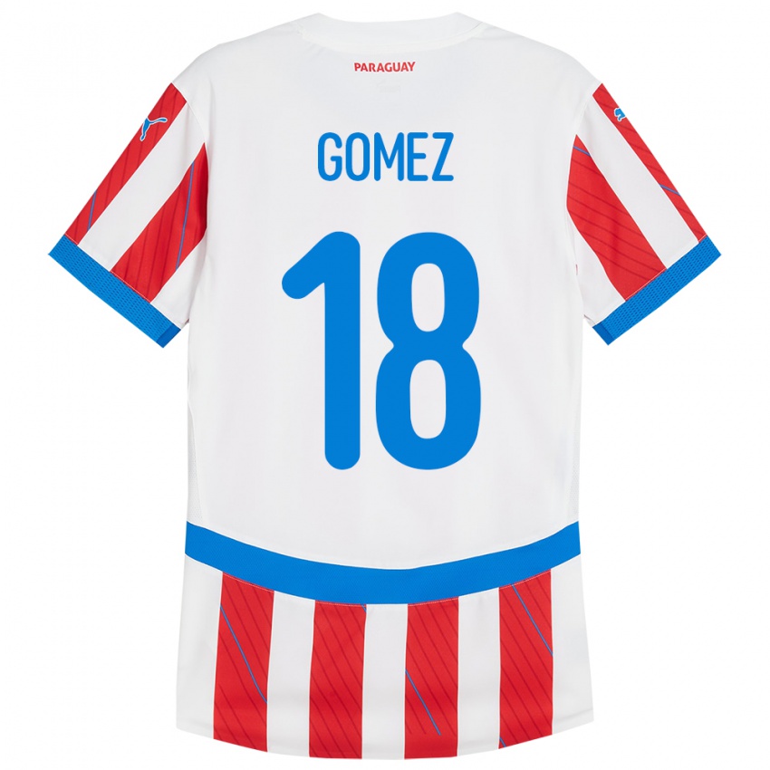 Niño Camiseta Paraguay Diego Gómez #18 Blanco Rojo 1ª Equipación 24-26 La Camisa Argentina