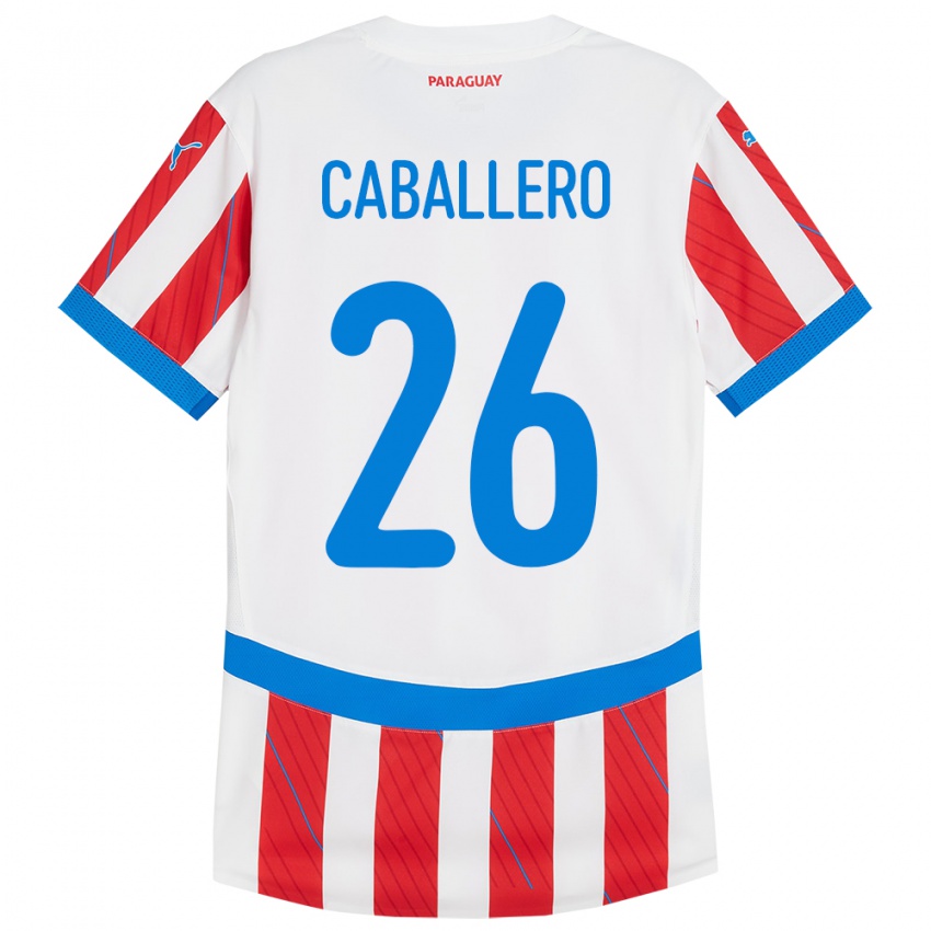 Niño Camiseta Paraguay Hernesto Caballero #26 Blanco Rojo 1ª Equipación 24-26 La Camisa Argentina