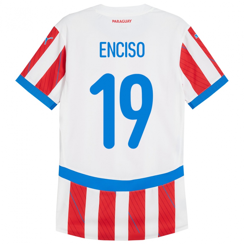 Niño Camiseta Paraguay Julio Enciso #19 Blanco Rojo 1ª Equipación 24-26 La Camisa Argentina