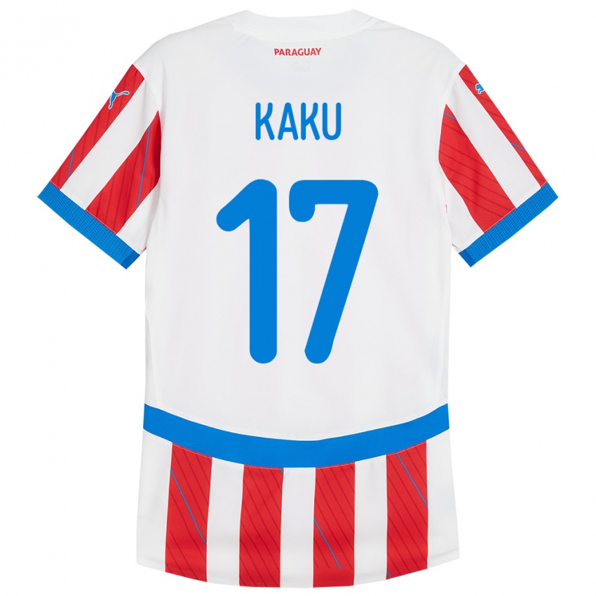 Niño Camiseta Paraguay Kaku #17 Blanco Rojo 1ª Equipación 24-26 La Camisa Argentina