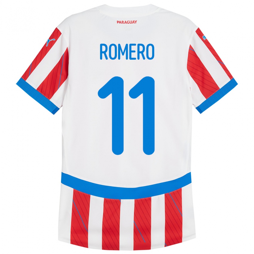 Niño Camiseta Paraguay Ángel Romero #11 Blanco Rojo 1ª Equipación 24-26 La Camisa Argentina