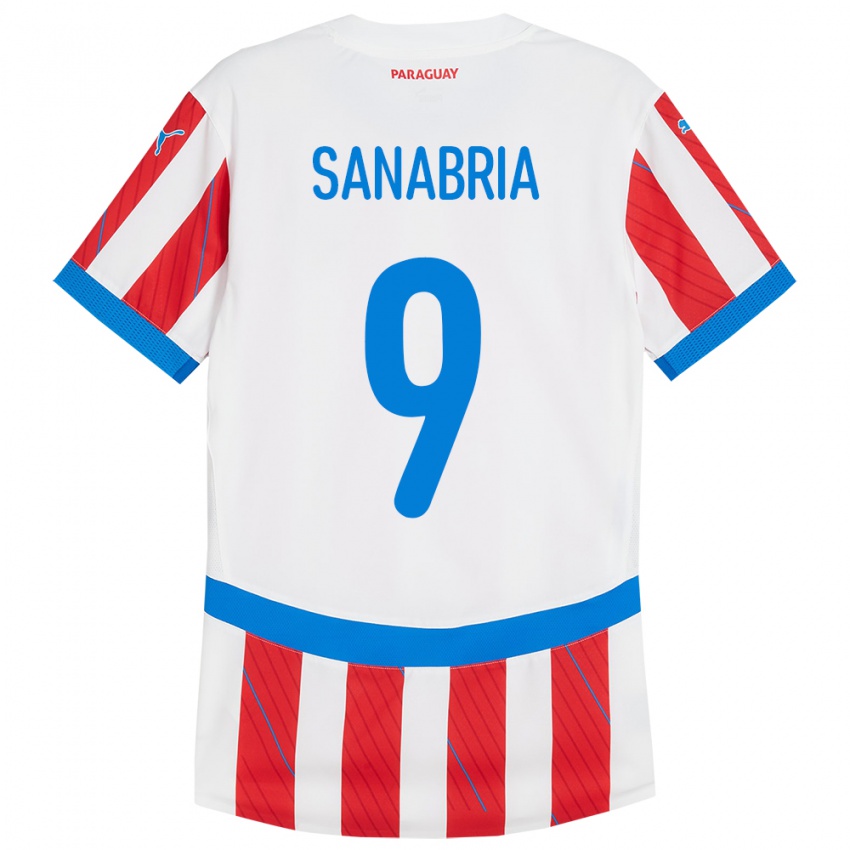 Niño Camiseta Paraguay Antonio Sanabria #9 Blanco Rojo 1ª Equipación 24-26 La Camisa Argentina