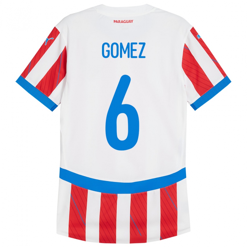 Niño Camiseta Paraguay Marcos Gómez #6 Blanco Rojo 1ª Equipación 24-26 La Camisa Argentina