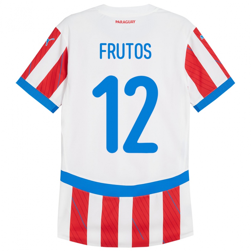 Niño Camiseta Paraguay Rodrigo Frutos #12 Blanco Rojo 1ª Equipación 24-26 La Camisa Argentina