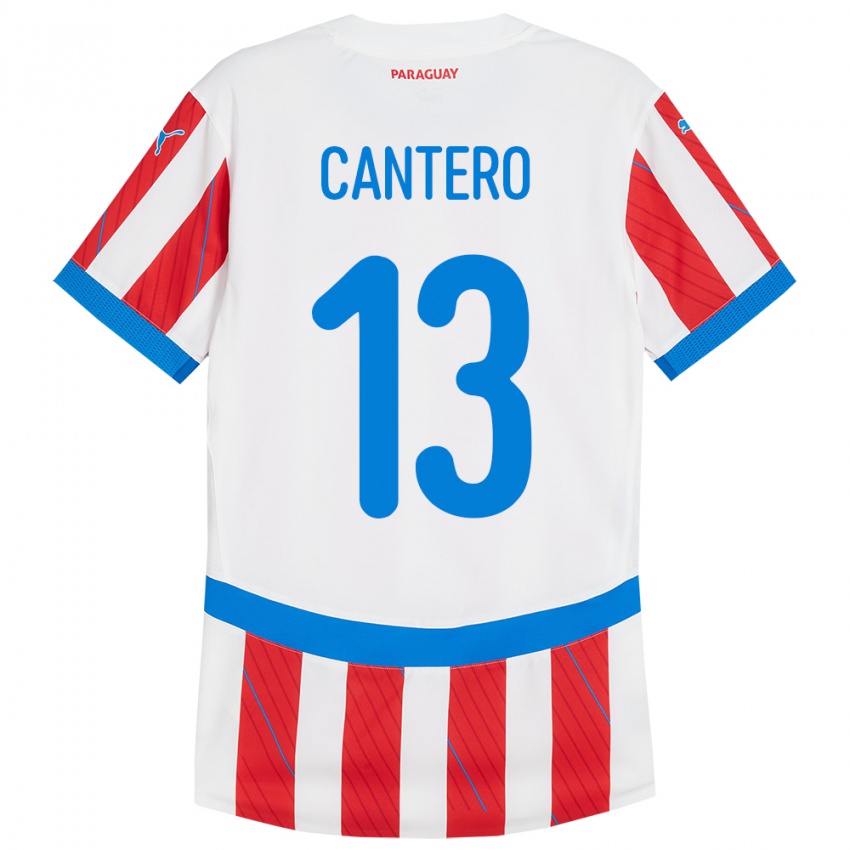 Niño Camiseta Paraguay Alexis Cantero #13 Blanco Rojo 1ª Equipación 24-26 La Camisa Argentina