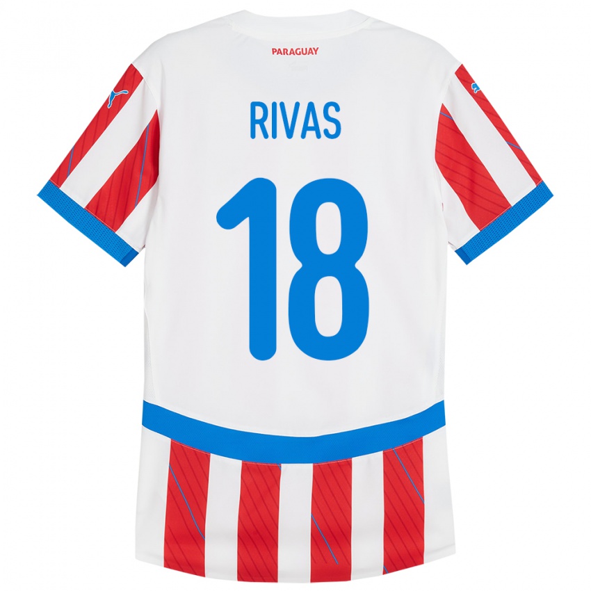 Niño Camiseta Paraguay Daniel Rivas #18 Blanco Rojo 1ª Equipación 24-26 La Camisa Argentina