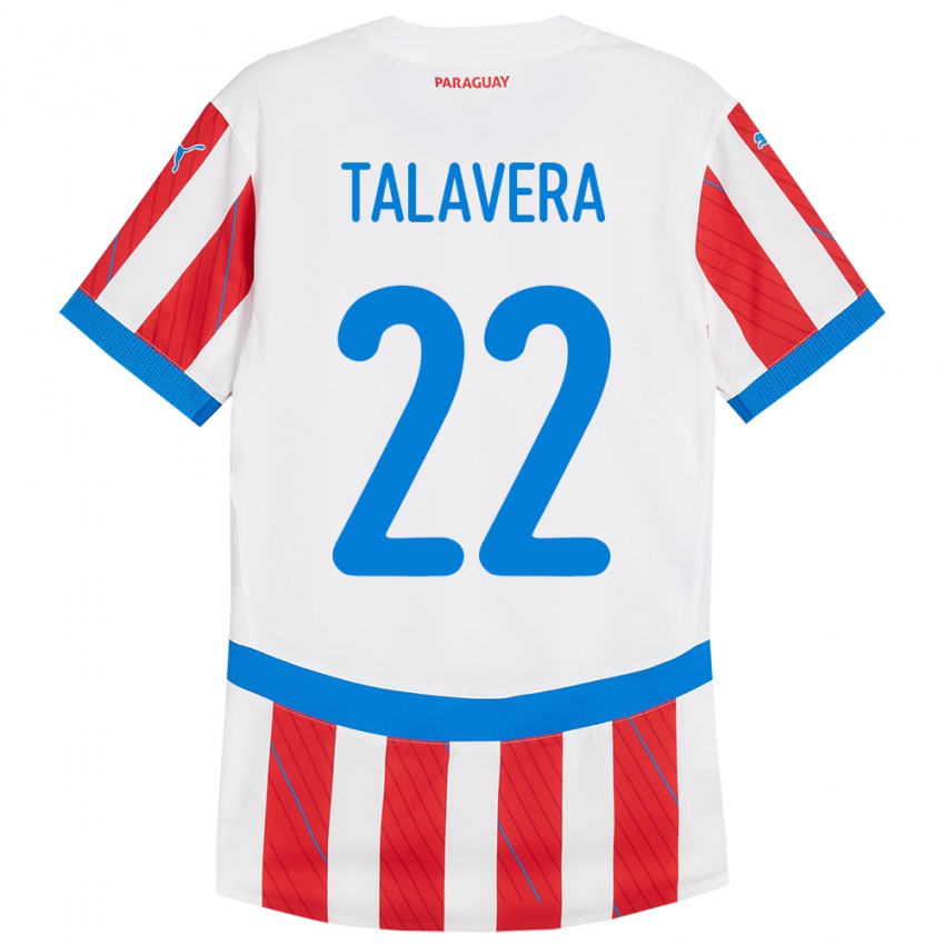 Niño Camiseta Paraguay Javier Talavera #22 Blanco Rojo 1ª Equipación 24-26 La Camisa Argentina