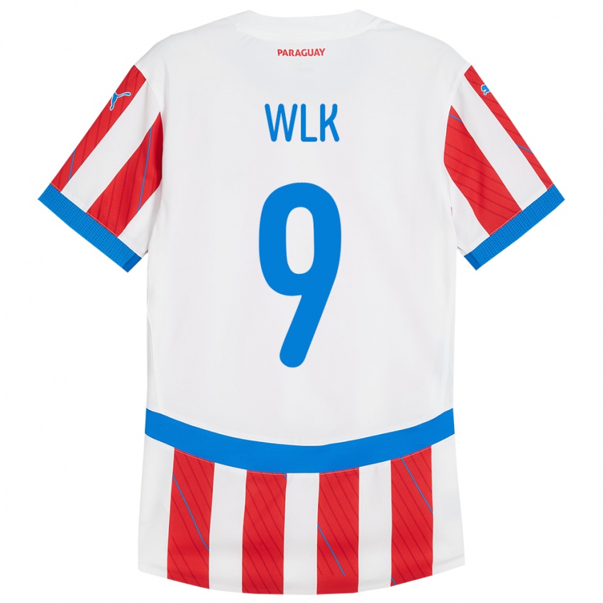 Niño Camiseta Paraguay Allan Wlk #9 Blanco Rojo 1ª Equipación 24-26 La Camisa Argentina