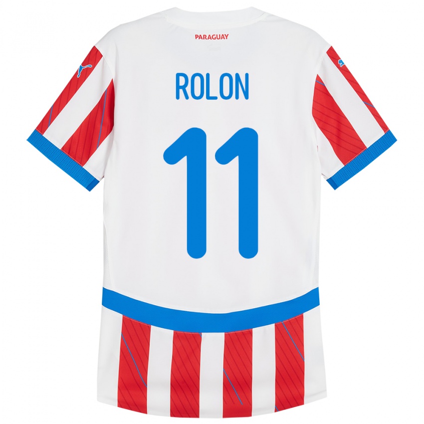 Niño Camiseta Paraguay Leonardo Rolón #11 Blanco Rojo 1ª Equipación 24-26 La Camisa Argentina