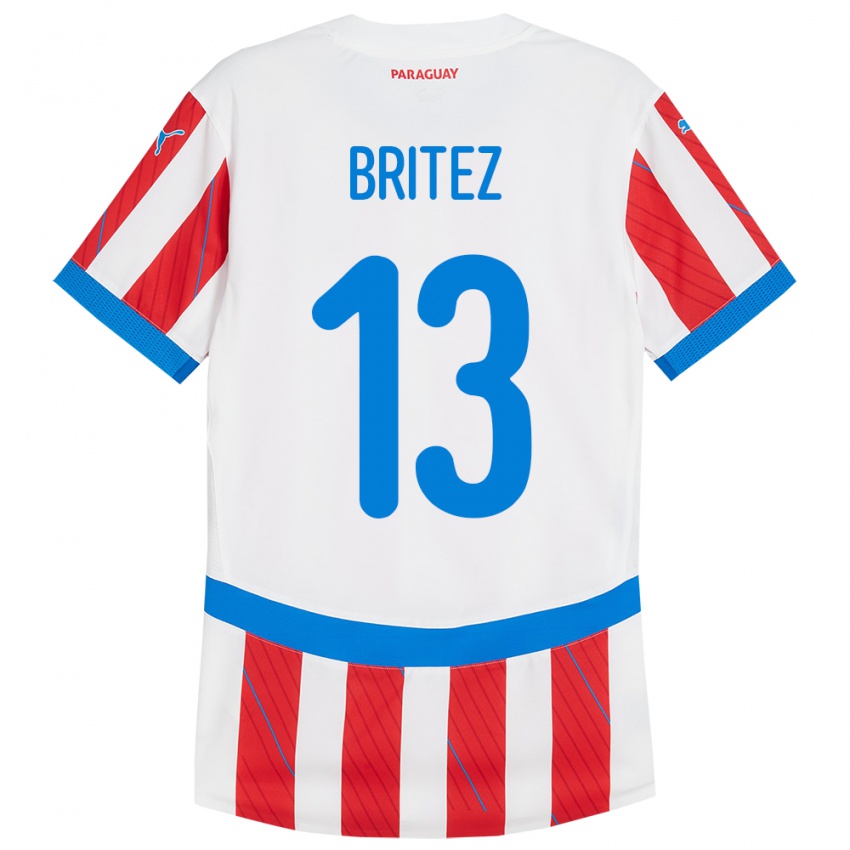 Niño Camiseta Paraguay Abel Brítez #13 Blanco Rojo 1ª Equipación 24-26 La Camisa Argentina