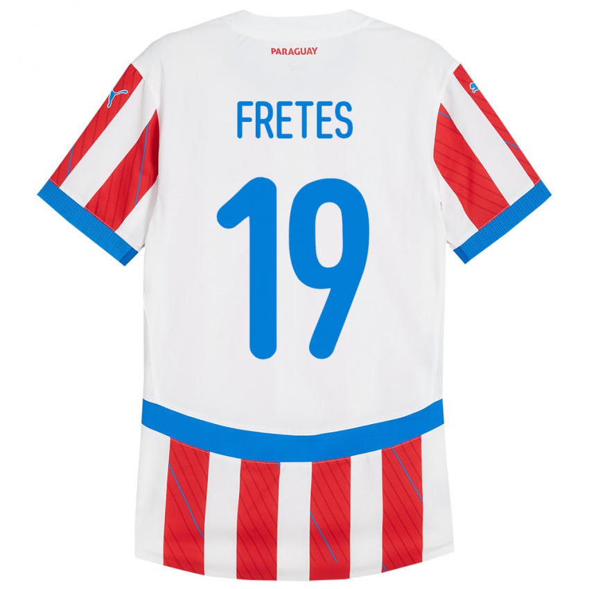 Niño Camiseta Paraguay Alexis Fretes #19 Blanco Rojo 1ª Equipación 24-26 La Camisa Argentina