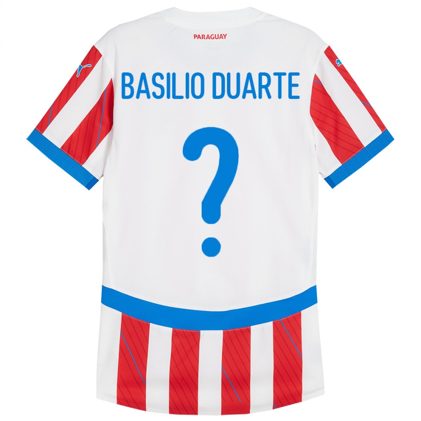 Niño Camiseta Paraguay Basilio Duarte #0 Blanco Rojo 1ª Equipación 24-26 La Camisa Argentina