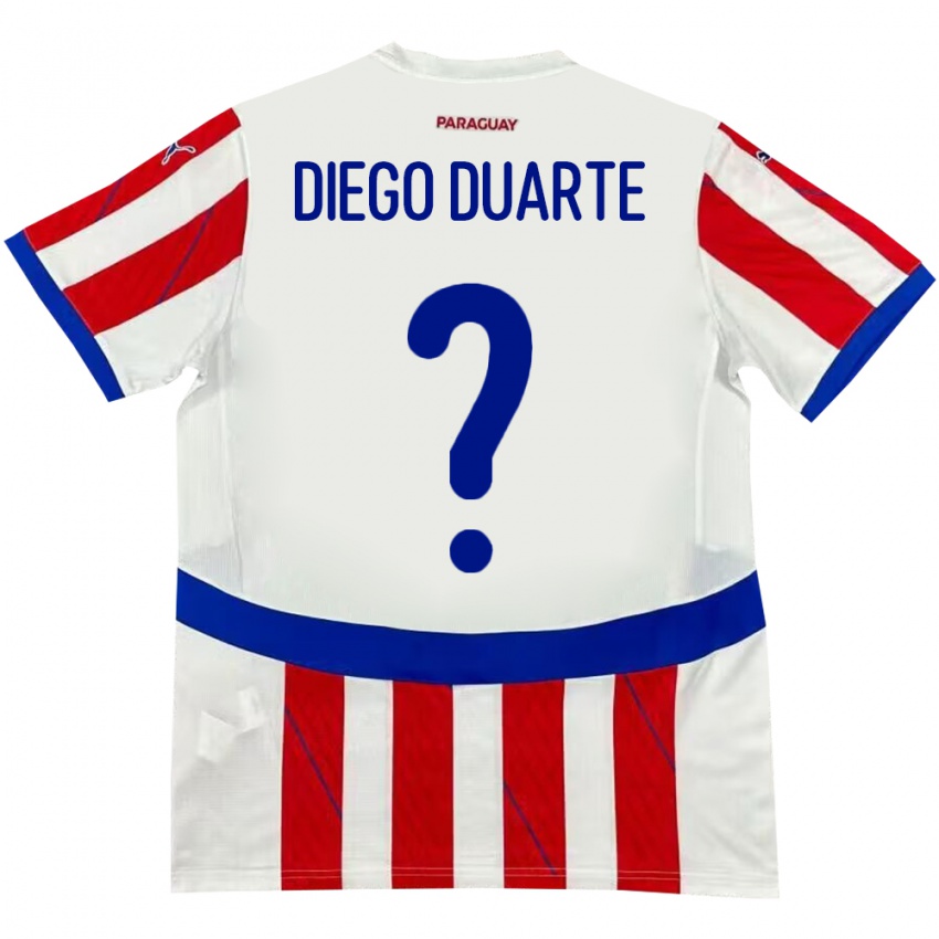 Niño Camiseta Paraguay Diego Duarte #0 Blanco Rojo 1ª Equipación 24-26 La Camisa Argentina