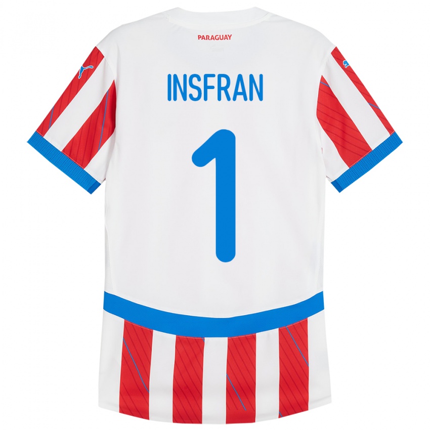 Niño Camiseta Paraguay Facundo Insfrán #1 Blanco Rojo 1ª Equipación 24-26 La Camisa Argentina