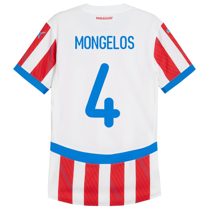 Niño Camiseta Paraguay Rolando Mongelós #4 Blanco Rojo 1ª Equipación 24-26 La Camisa Argentina