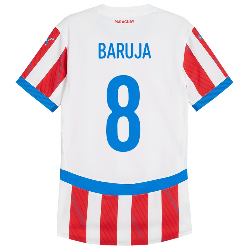 Niño Camiseta Paraguay Fabrizio Baruja #8 Blanco Rojo 1ª Equipación 24-26 La Camisa Argentina