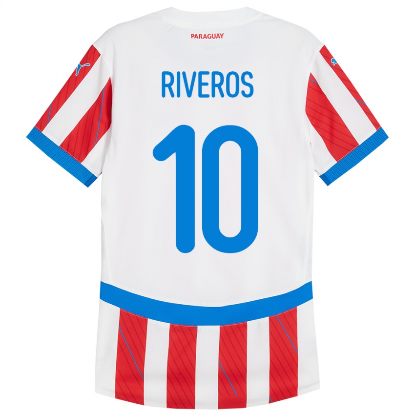 Niño Camiseta Paraguay Paulo Riveros #10 Blanco Rojo 1ª Equipación 24-26 La Camisa Argentina