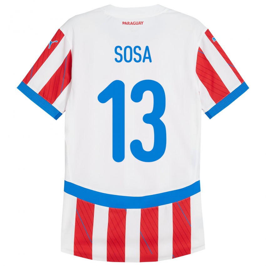 Niño Camiseta Paraguay Alex Sosa #13 Blanco Rojo 1ª Equipación 24-26 La Camisa Argentina