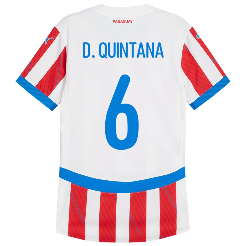 Niño Camiseta Paraguay Dulce Quintana #6 Blanco Rojo 1ª Equipación 24-26 La Camisa Argentina