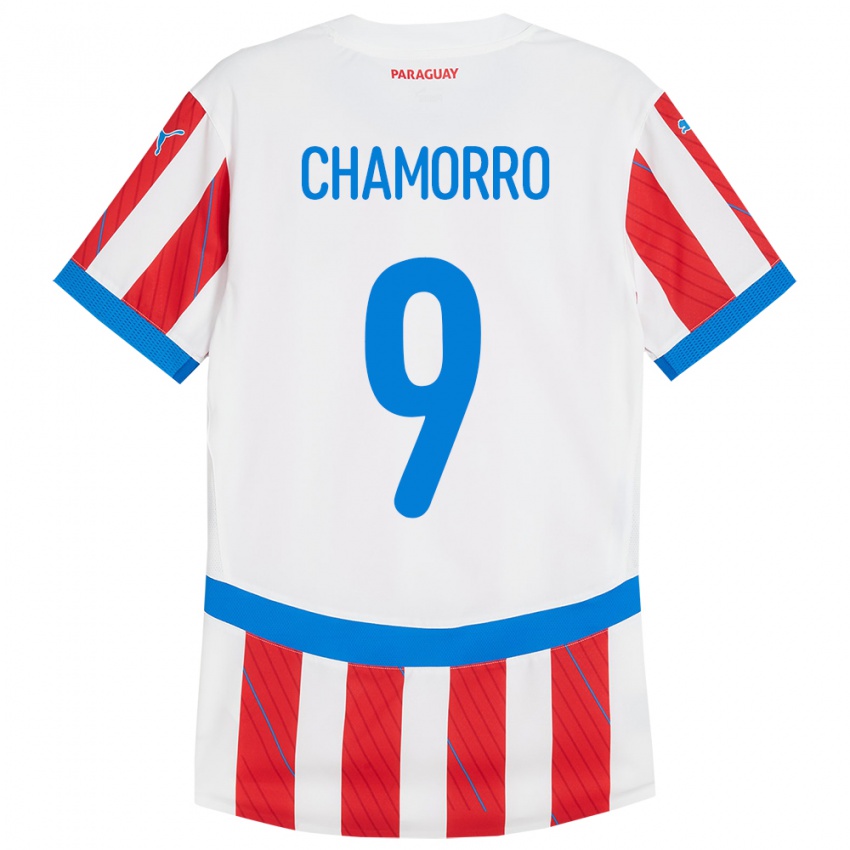 Niño Camiseta Paraguay Lice Chamorro #9 Blanco Rojo 1ª Equipación 24-26 La Camisa Argentina