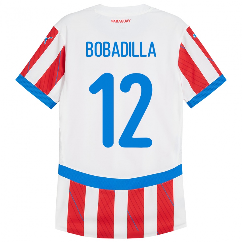 Niño Camiseta Paraguay Alicia Bobadilla #12 Blanco Rojo 1ª Equipación 24-26 La Camisa Argentina