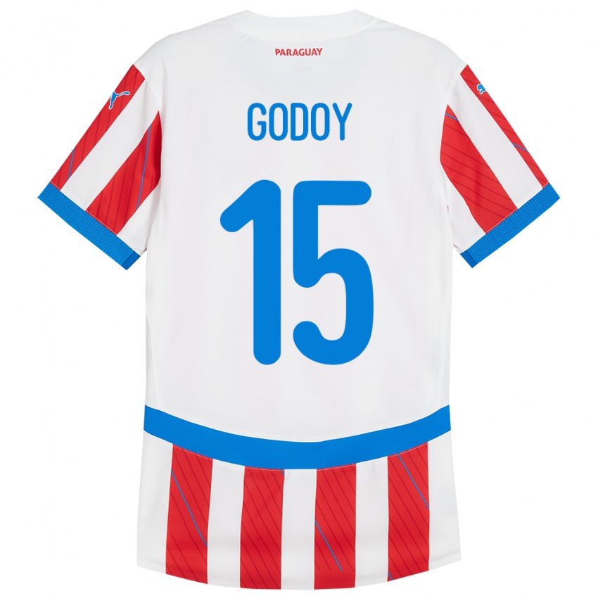 Niño Camiseta Paraguay Fanny Godoy #15 Blanco Rojo 1ª Equipación 24-26 La Camisa Argentina