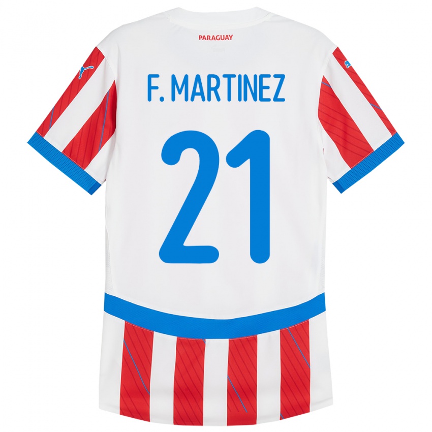 Niño Camiseta Paraguay Fiorela Martínez #21 Blanco Rojo 1ª Equipación 24-26 La Camisa Argentina