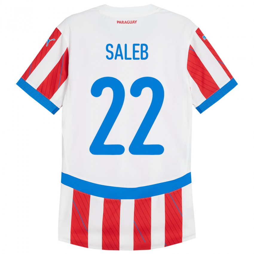 Niño Camiseta Paraguay Gloria Saleb #22 Blanco Rojo 1ª Equipación 24-26 La Camisa Argentina